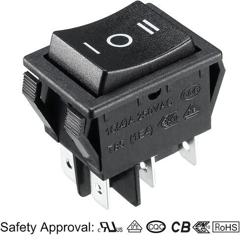 uxcell DPDT On/Off/On 3 Position 6Pin Snap Boat Rocker Toggle Switch,Black,AC 16A/125V 16A/250V,for Boat,Household Appliances in Saudi Arabia