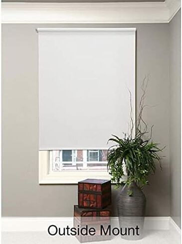 Hampton Bay Cut-to-Size White Cordless Room Darkening Fade Resistant Roller Shades 37.25 in. W x 78 in. L in Saudi Arabia