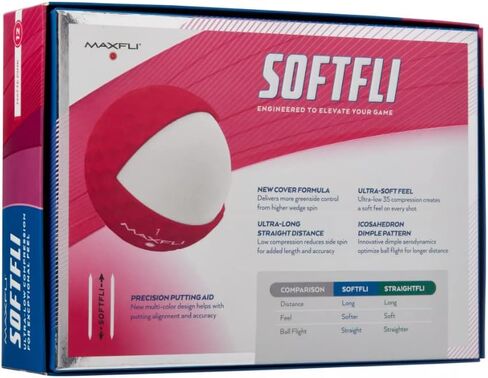 Maxfli 2023 Softfli Matte Golf Balls- 12 Pack, Compression 35, Enhanced Alignment Aid, Ultra-Low Compression Exceptionally Soft Feel in Saudi Arabia