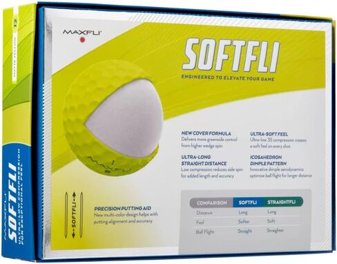 Maxfli 2023 Softfli Matte Golf Balls- 12 Pack, Compression 35, Enhanced Alignment Aid, Ultra-Low Compression Exceptionally Soft Feel in Kuwait