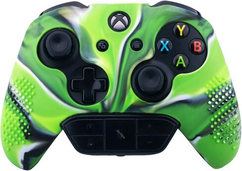 9CDeer قطعة واحدة من غطاء السيليكون الواقي المرصع + 8 أغطية تناظرية لمقابض الإبهام لجهاز تحكم Xbox One/S/X، أخضر مموه متوافق مع محول سماعة الرأس الاستريو الرسمي in Saudi Arabia
