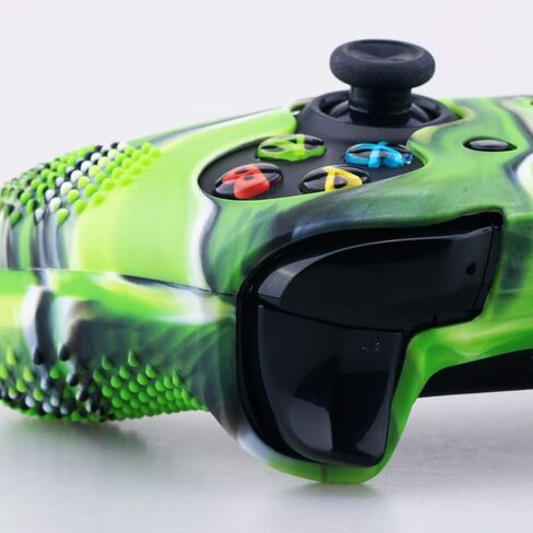 9CDeer قطعة واحدة من غطاء السيليكون الواقي المرصع + 8 أغطية تناظرية لمقابض الإبهام لجهاز تحكم Xbox One/S/X، أخضر مموه متوافق مع محول سماعة الرأس الاستريو الرسمي in Saudi Arabia