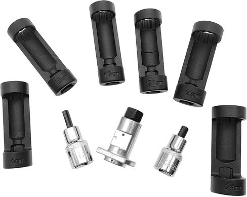 ZKTOOL Strut Nut Socket 16mm 18mm 19mm 21mm 22mm 24mm with 12 Point 1/2" Drive Suspension Strut Spreader Socket 9pc Shock Absorber Tool……… in Saudi Arabia
