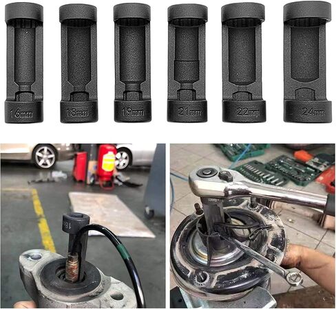 ZKTOOL Strut Nut Socket 16mm 18mm 19mm 21mm 22mm 24mm with 12 Point 1/2" Drive Suspension Strut Spreader Socket 9pc Shock Absorber Tool……… in Saudi Arabia