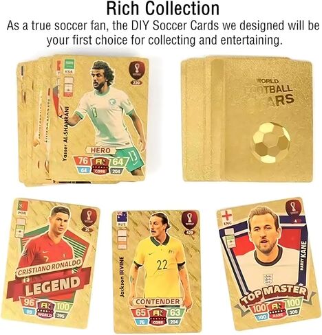 بطاقة نجم كرة القدم لكأس العالم من TKXOX، بطاقة تجارية ذهبية، هدايا تذكارية رياضية، 55 قطعة من بطاقات رقائق الذهب للأطفال البالغين، لعشاق كرة القدم in Kuwait