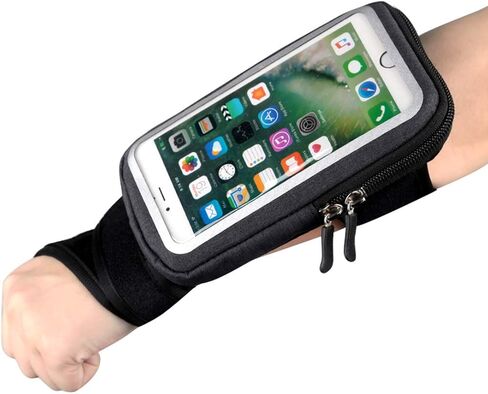 CAMAQUI الساعد الفرقة معصمه الإبهام حزام المعصم الرياضة الجري شارة، HAISSKY ركوب معصمه حقيبة الحقيبة مع حامل النقود معرف مفتاح لركوب الدراجات، والركض، وممارسة الأسود in Kuwait