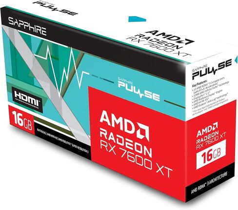 بطاقة رسومات الألعاب Sapphire 11339-04-20G Pulse AMD Radeon RX 7600 XT مع ذاكرة GDDR6 سعة 16 جيجابايت وAMD RDNA 3 in Kuwait