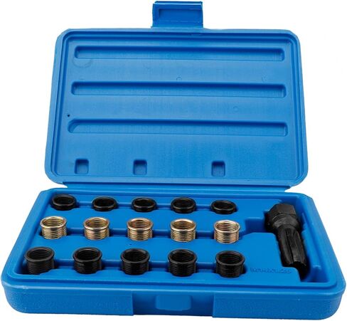 طقم إصلاح خيط شمعة الإشعال، 16 قطعة من الفولاذ الكربوني، أدوات إصلاح خيط الصنبور مع حقيبة محمولة لإصلاح خيوط شمعة الإشعال التالفة in Kuwait