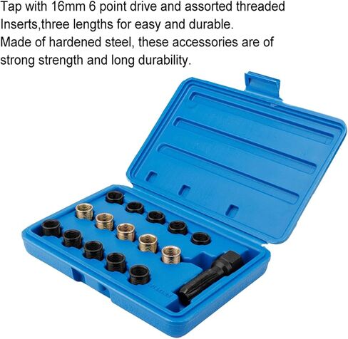 طقم إصلاح خيط شمعة الإشعال، 16 قطعة من الفولاذ الكربوني، أدوات إصلاح خيط الصنبور مع حقيبة محمولة لإصلاح خيوط شمعة الإشعال التالفة in Kuwait