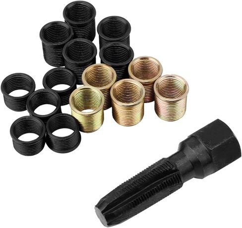 طقم إصلاح خيط شمعة الإشعال، 16 قطعة من الفولاذ الكربوني، أدوات إصلاح خيط الصنبور مع حقيبة محمولة لإصلاح خيوط شمعة الإشعال التالفة in Kuwait