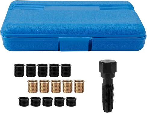 طقم إصلاح خيط شمعة الإشعال، 16 قطعة من الفولاذ الكربوني، أدوات إصلاح خيط الصنبور مع حقيبة محمولة لإصلاح خيوط شمعة الإشعال التالفة in Kuwait