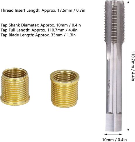 Thread Repair Tools Kit Spark Plug Saver Metal M14x1.25 Inserts and M16x1.25 Tap Kit for Gasoline Engine Thread in Saudi Arabia