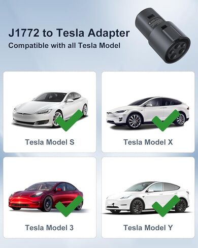 Waksmart J1772 إلى مهايئ شاحن تسلا ماكس 80A/250 فولت التيار المتناوب المستوى 1 والمستوى 2 مهايئ شاحن سيارات كهربائية SAE J1772 لجميع نماذج تسلا in Kuwait