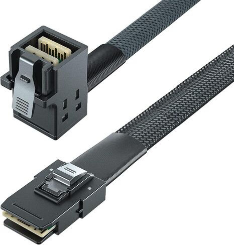 3.12G Internal Mini SAS HD SFF-8643 to SFF-8087 Cable, Right Angle to Straight, 0.5m Internal Mini SAS to Mini SAS Cable, 36 Pin, with Sideband, 100 Ohm, Flexible, Support RAID, PCIE Controller, 1.6ft in Saudi Arabia