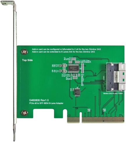 كابلات Micro SATA|محول PCIe Gen3 8-Lane إلى Slimline SAS HD (SFF-8654) 8i in Kuwait
