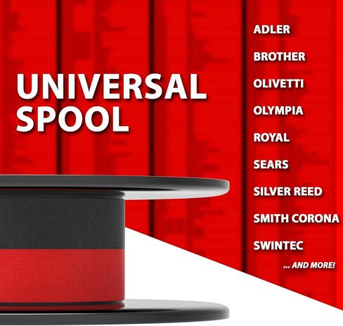 شريط آلة كاتبة عالمي مزدوج البكرة - حبر أحمر وأسود - استبدال حبر جديد - متوافق مع سميث كورونا، رويال، ريمنجتون، أندروود، براذر، أوليفيتي، أوليمبيا والمزيد - عبوة واحدة in Kuwait