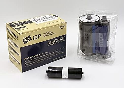 IDP SMART-31 and SMART-51 Series ID Card Printer Ribbon - YMCKO Full-Color, Resin Black and Overlay Panel Ribbon with Cleaning Roller, 250 Cards/roll in Saudi Arabia