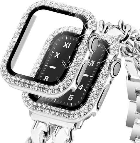 KADES 𝟭𝟬-𝗣𝗔𝗖𝗞 Compatible with iWatch Series 3 2 1 with Built-in Tempered Glass Screen Protector Bling Crystal Diamond Rhinestone Full Protective Bumper Cover for Women,38mm in Kuwait