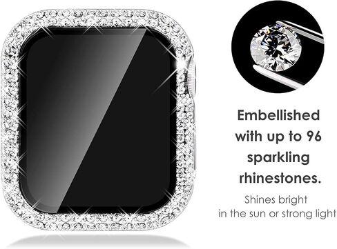 KADES 𝟭𝟬-𝗣𝗔𝗖𝗞 Compatible with iWatch Series 3 2 1 with Built-in Tempered Glass Screen Protector Bling Crystal Diamond Rhinestone Full Protective Bumper Cover for Women,38mm in Kuwait