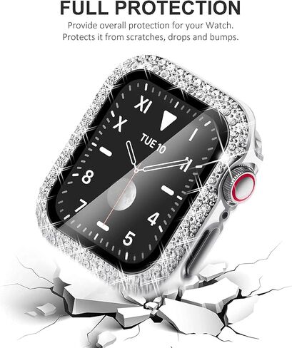 KADES 𝟭𝟬-𝗣𝗔𝗖𝗞 Compatible with iWatch Series 3 2 1 with Built-in Tempered Glass Screen Protector Bling Crystal Diamond Rhinestone Full Protective Bumper Cover for Women,38mm in Kuwait