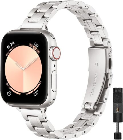 STIROLL Thin Replacement Band Compatible for Apple Watch 38mm 40mm 41mm 42mm 44mm 45mm 49mm, Stainless Steel Metal Wristband Women Men for iWatch Ultra SE Series 9/8/7/6/5/4/3/2/1(Gold,38mm/40mm/41mm) in Saudi Arabia