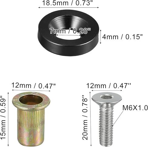 Motoforti 30 Pcs Car Motorcycle Black M6 Fender Bumper Washer Bolt Rivet Nuts Kit Aluminum Alloy Engine Bay Fastener in Saudi Arabia