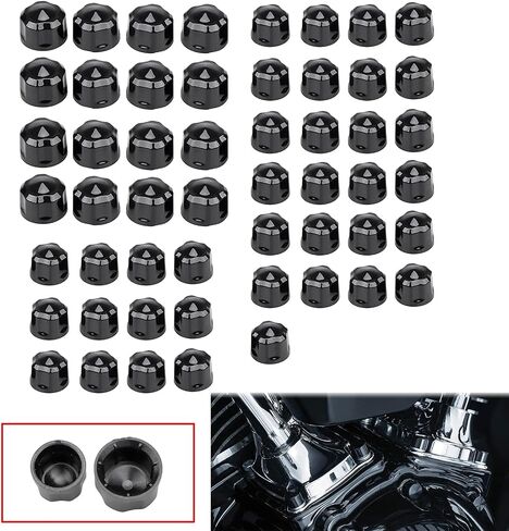 53 Pcs Gloss Black Motorcycle Engine Bolt Head Covers/Topper Caps Compatible With 2017-2022 Harley Touring Road King Electra Street Glide in Saudi Arabia