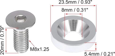 X AUTOHAUX 6 قطعة فضية اللون M8x20mm سبائك الألومنيوم الوفير غسالة الترباس محرك خليج اللباس السحابة لسيارة دراجة نارية in Kuwait