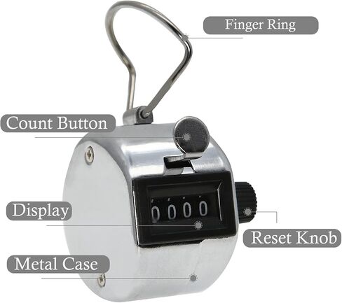 Tally Counter Clicker 4 Digit Mechanical Palm Counter Metal Hand Clicker with Finger Ring Number Count for School Golf & Concert in Saudi Arabia