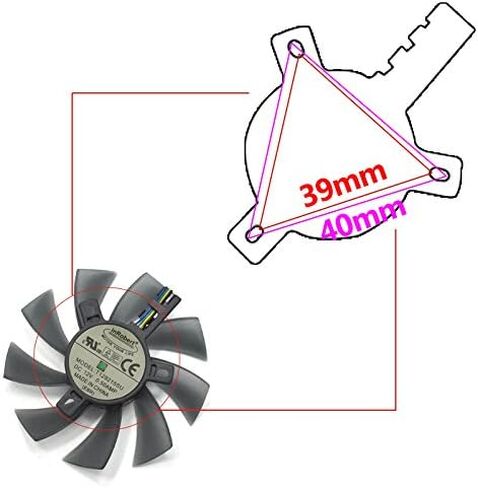 inRobert DIY Two Ball Bearing Graphic Card Fan 85mm Diameter 40x40x40mm Cooling Fan for MSI Gigabyte Sapphire Zotac XFX Mining GPU (1 Pair) in Saudi Arabia