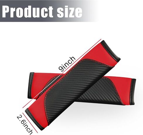 Smeyta Seat Belt Covers 2PC,Seat Belt Pads Leather Seat Belt Covers,Carbon Fiber Safety Seatbelt Shoulder Strap Covers Compatible with Cars(Carbon Red,2PC) in Saudi Arabia