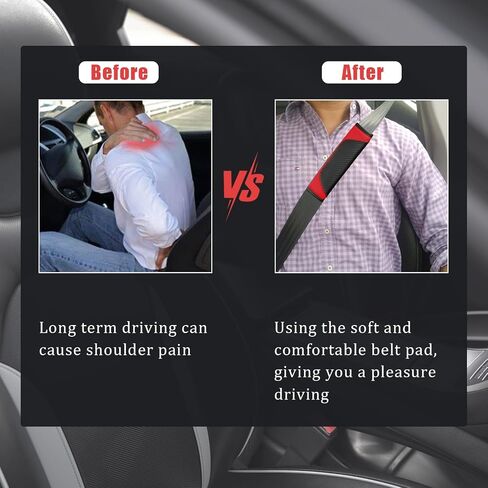 Smeyta Seat Belt Covers 2PC,Seat Belt Pads Leather Seat Belt Covers,Carbon Fiber Safety Seatbelt Shoulder Strap Covers Compatible with Cars(Carbon Red,2PC) in Saudi Arabia