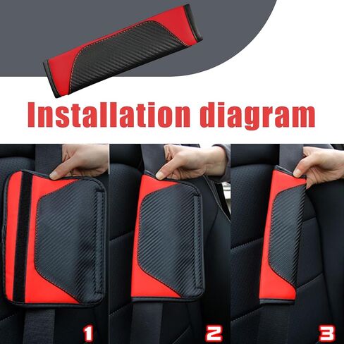 Smeyta Seat Belt Covers 2PC,Seat Belt Pads Leather Seat Belt Covers,Carbon Fiber Safety Seatbelt Shoulder Strap Covers Compatible with Cars(Carbon Red,2PC) in Saudi Arabia