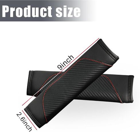 Smeyta Seat Belt Covers 2PC,Seat Belt Pads Leather Seat Belt Covers,Carbon Fiber Safety Seatbelt Shoulder Strap Covers Compatible with Cars(Carbon Red,2PC) in Saudi Arabia