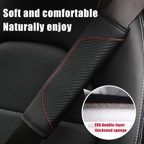 Smeyta Seat Belt Covers 2PC,Seat Belt Pads Leather Seat Belt Covers,Carbon Fiber Safety Seatbelt Shoulder Strap Covers Compatible with Cars(Carbon Red,2PC) in Saudi Arabia