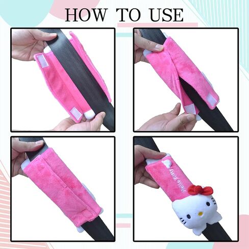 Kawaii Car Seat Belt Strap Cover Cute Cushions Shoulder Pad Set of 2,Cute Plush Soft Protector Cushions Shoulder Pads for Adults and Kids in Saudi Arabia