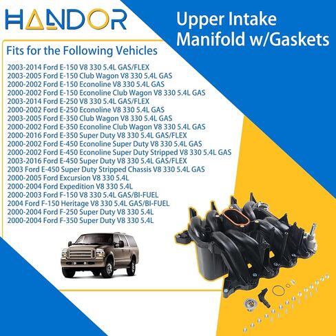 615-188 Upper Intake Manifold with Gasket Kit Compatible with 2000-2016 F150 F250 F350 E-150 E-250 E350 Super Duty E450 Super Duty Excursion ExpeditionV8 5.4L Replacement# 2L1Z-9424-AA in Saudi Arabia