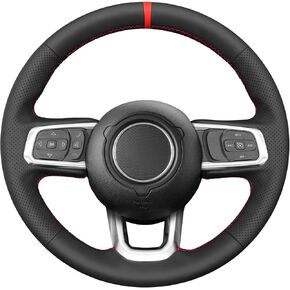 MEWANT Steering Wheel Cover for Jeep Gladiator (JT) 2020-2024 / Wrangler (JL) 2019-2024 / Wrangler Unlimited 2018-2023 Hand-Stitched Leather Car Steering Wheel Wrap