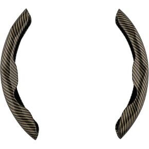 Car Steering Wheel Cover Set Carbon Fiber Upgraded Shock Absorption and Anti Slip Lining, Ultra-Thin and Sweat Absorbing (Yellow Black)