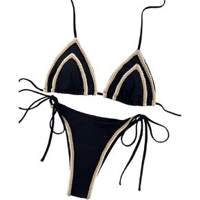 SHENHE Women's 2 Piece Triangle Tie Side Bikini Sets Summer Beach Halter Swimsuit Bathing Suit