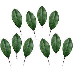 TENDYCOCO 10pcs Wedding Magnolia Fake Leaves Writable Signature Leaves Book Decorative Green Leaves Flower Arrangement Lifelike Leaves