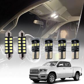 مجموعة مصابيح LED داخلية 12 قطعة من Ram لـ 2019 2020 2021 2022 دودج رام 1500 2500 3500 فائقة السطوع 6000K مجموعة لمبات الإضاءة الداخلية LED البيضاء