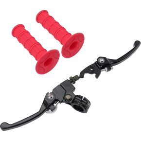 GOOFIT 7/8" Handlebar Folding Left and Right Clutch Brake Lever with Red Hand Grips Replacement for RFZ CRF KLX TTR 125cc Thumpstar 50cc 70cc 110cc 150cc Pit Dirt Bike Motorcycle