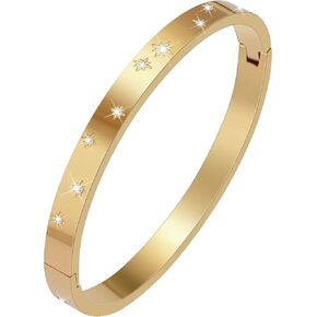 Gold Bracelets for Women Friendship Love Bangle Bracelets 14K Gold Plated Stainless Steel Bracelet Jewelry Valentines Birthday Christmas Gifts for Women Stocking Stuffers