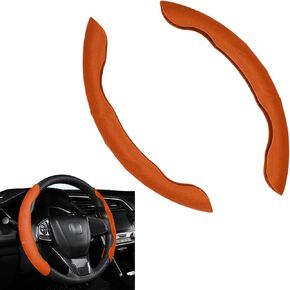 Fogfar Pack-2 Car Steering Wheel Cover, Segmented Velvet Non-Slip Steering Wheel Protector, Sweat Absorption Breathable Steering Wheel Cover, Universal for Most Cars SUVs and Trucks (Black)