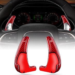 Carbon Fiber Paddle Shifter Extension Trim Cover Compatible with Chrysler 300 Compatible with Dodge Charger Interior Accessories 2015-2023(Red)