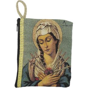 Good Shepherd Creations Large Tapestry Rosary Pouch with Traditional Catholic Art (Seven Sorrows)