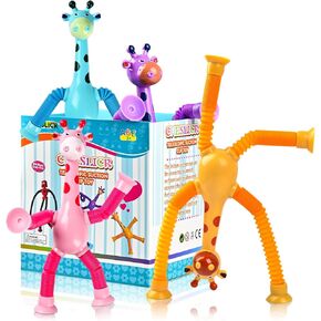 Autism Sensory Toys for Kid Boys Year Old Ages 4 5 6 7 8 9 10(8PCS), Suction Robot Toy Pop Tube Fidget Toys Autistic Travel Toys Valentine's Day Gift Easter Basket Stocking Stuffer for Kids