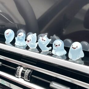 6Pcs Luminous Ghost Car Dashboard Ornament,Funny Car Rear View Mirror Accessories，Kawaii Car Interior Accessories for Women Gifts