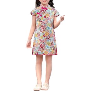 Girl's Cap Sleeve Ditsy Floral Chinese Dress